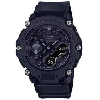 【CASIO 卡西歐】G-SHOCK G-SHOCK 極限冒險碳纖維耐衝擊雙顯橡膠腕錶 黑 GA-2200BB-1A_47.1mm