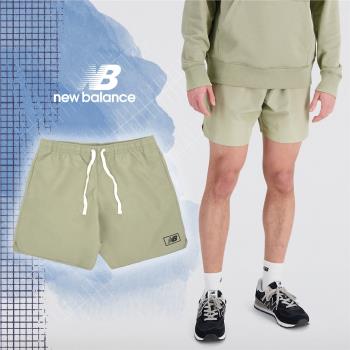 New Balance 短褲 Essentials 綠 黑 男款 7吋 中腰 褲子 側開衩 運動 NB MS33513FUG
