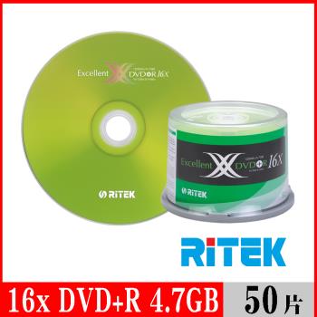 RITEK錸德 16x DVD+R 4.7GB X版/50片布丁桶裝
