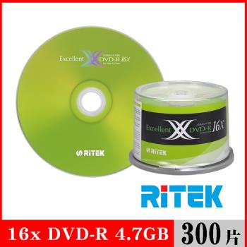 RITEK錸德 16x DVD-R 4.7GB X版/300片布丁桶裝