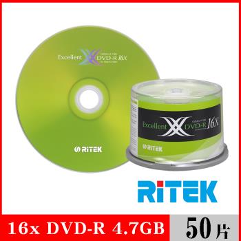 RITEK錸德 16x DVD-R 4.7GB X版/50片布丁桶裝