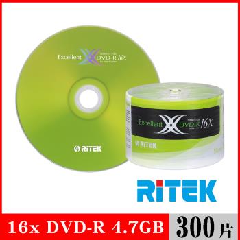 RITEK錸德 16x DVD-R 4.7GB X版/300片裸裝