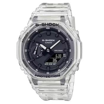 【CASIO 卡西歐】 G-SHOCK 雙顯手錶GA-2100SKE-7A-白透_48.5mm