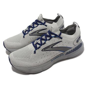 Brooks 慢跑鞋 Glycerin StealthFit GTS 20 男鞋 灰 藍 甘油20代 氮氣中底 1103851D081