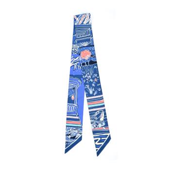 Hermes 愛馬仕 Rayures d Ete 夏季條紋 Twilly 絲巾(藍/玫瑰/白)