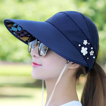 【Emi艾迷】夏日防曬出遊必備花朵大帽沿遮陽帽