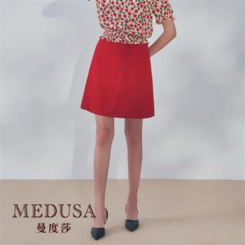 現貨【MEDUSA 曼度莎】ICare 艷紅彈性牛仔短裙（M-L）｜短裙 牛仔短裙 高彈性