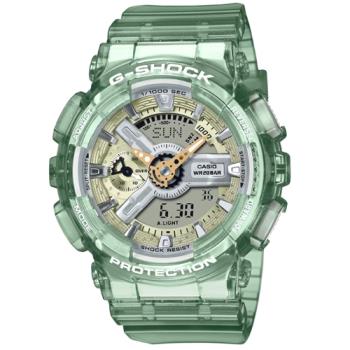 【CASIO 卡西歐】 G-SHOCK 金屬光澤 半透明雙顯手錶-透綠_GMA-S110GS-3A_45.9mm