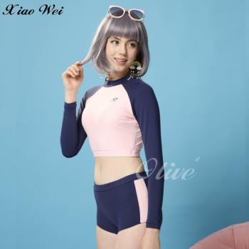 沙麗品牌流行大女二件式長袖短版上衣泳裝NO.201158