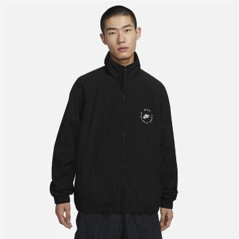 Nike 外套 NSW Jacket 男款 黑 白 立領 刺繡 風衣外套 背大LOGO FN7233-010