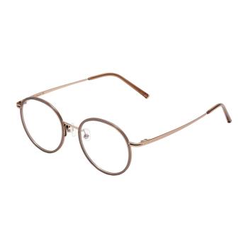 【CARIN】鈦金屬 光學眼鏡鏡框 ELLE+ C3 圓框眼鏡 焦糖棕/玫瑰金 48mm