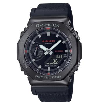 【CASIO 卡西歐】G-SHOCK 八角農家橡樹 金屬錶殼 雙顯手錶-黑 GM-2100CB-1A_44.4mm