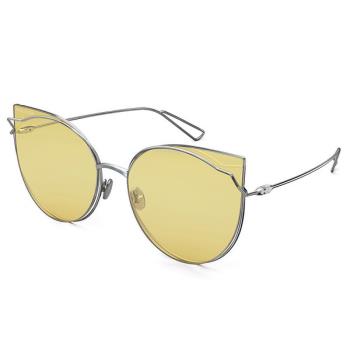 【MOLSION】陌森 MS8021 A90 貓眼造型墨鏡 橢圓框太陽眼鏡 黃鏡片 銀框 58mm