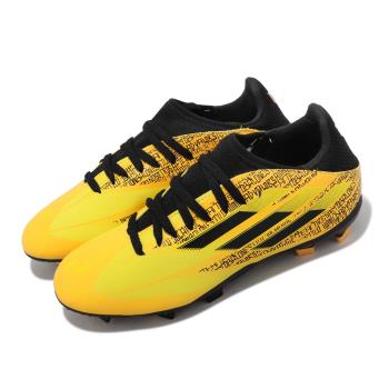adidas 足球鞋 X SpeedFlow Messi.3 FG J 中童 黑 黃 梅西 草皮 膠釘 愛迪達 GW7420