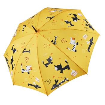 RAINSTORY雨傘-雪靴貓(黃)抗UV自動開直骨傘