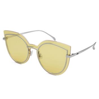 【MOLSION】陌森 MS7012 A90 貓眼造型墨鏡 橢圓框太陽眼鏡 黃鏡片/銀框 59mm