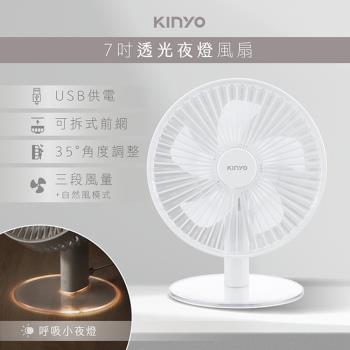 KINYO USB供電透光夜燈風扇(UF-7070)