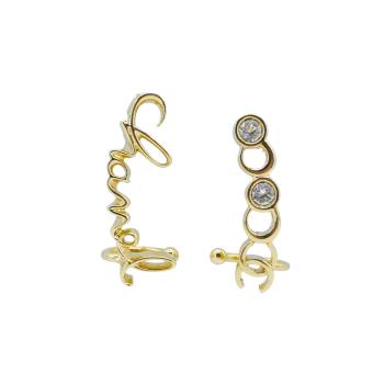 二手品 Chanel 品牌logo草寫針式耳扣耳環(金)