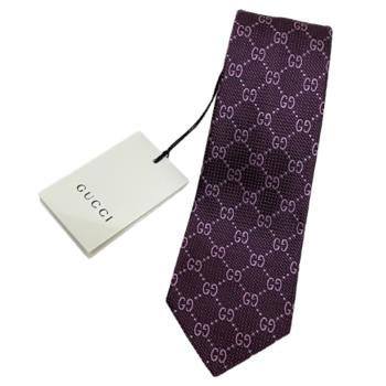 【GUCCI】雙Ｇ LOGO真絲領帶-紫色 4088654005272