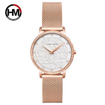 【HANNAH MARTIN】英倫簡約腕錶-白面米蘭帶(HM-1073-W1)小羊皮短夾組
