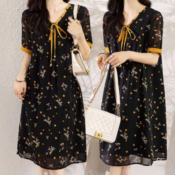 麗質達人 - 2239黑黃色印花洋裝