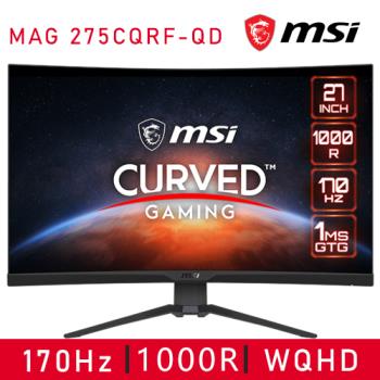 【微星】Optix MAG 275CQRF-QD 27型 曲面電競螢幕顯示器 (170Hz/WQHD/HDR/可調節支架)