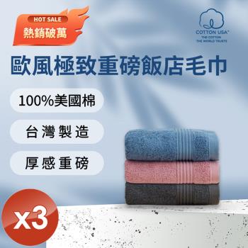 HKIL-巾專家 MIT歐風極緻厚感重磅飯店彩色毛巾(3色任選)-3入組
