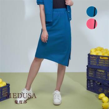 現貨【MEDUSA 曼度莎】黑織帶壓邊運動直筒裙 - 2色（M-XL）｜女中長裙 運動裙 鬆緊腰頭