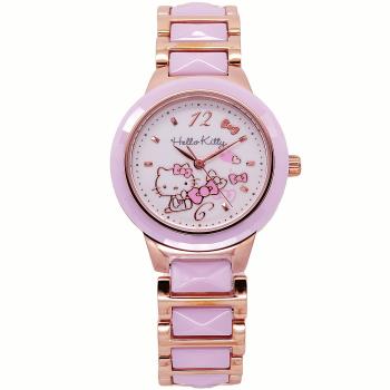 HELLO KITTY 兜風樂趣時尚優質陶瓷腕錶-粉紅色-LK706LRWP