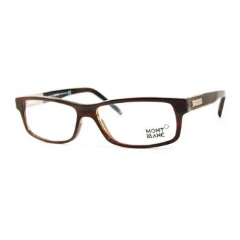 【MONTBLANC】萬寶龍 光學鏡框眼鏡 MB334 062 56mm 長方形鏡框 膠框眼鏡 木紋/棕色