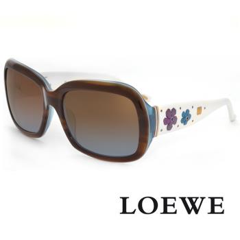 【LOEWE 羅威】 春夏限定款 復古大方框太陽眼鏡(白/咖 SLW778S-0J22)