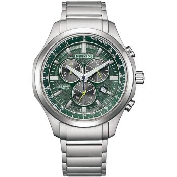 CITIZEN 星辰 鈦 光動能計時手錶-綠 AT2530-85X