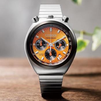 CITIZEN 星辰 Chronograph Tsuno Chrono 限定款 牛頭錶 計時手錶-橘 AN3660-81X