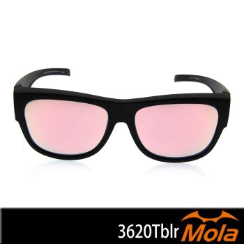MOLA摩拉包覆式偏光近視太陽眼鏡推薦 灰鍍玫瑰金 輕量 UV400 男女 黑框 3620Tblr
