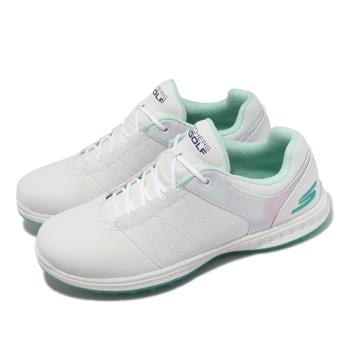 Skechers 高爾夫球鞋 Go Golf Pivot-Splash 女鞋 白 綠 防水鞋面 水彩印花 無釘 高球 123066WMLT