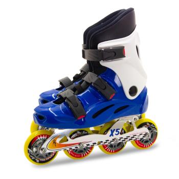 [DLD 多輪多]鋁合金底座 專業競速直排輪 溜冰鞋(藍白 X5)