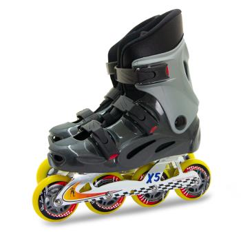 [DLD 多輪多]鋁合金底座 專業競速直排輪 溜冰鞋(鐵灰銀 X5)