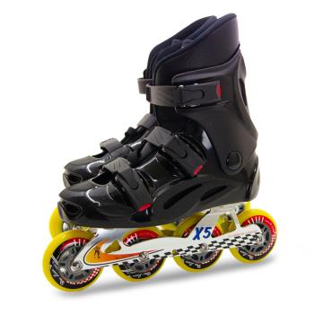 [DLD 多輪多]鋁合金底座 專業競速直排輪 溜冰鞋(黑黑 X5)