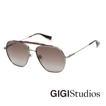【GIGI Studios】雙線頂樑設計太陽眼鏡(霧金 - PATRIZIA-6777/9)