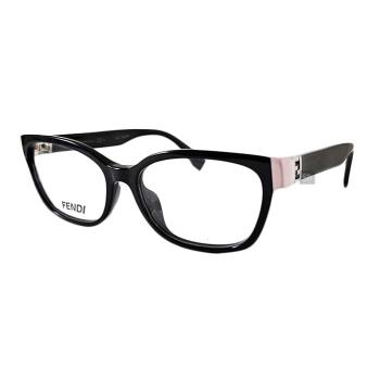 【FENDI】光學眼鏡鏡框 FF0130F 29A 橢圓鏡框 膠框眼鏡 黑粉框/銀 52mm