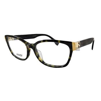 【FENDI】FF0130F TRD 光學眼鏡鏡框 橢圓鏡框 膠框眼鏡 琥珀綠+黃框 52mm