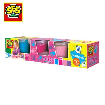 荷蘭SES 幼兒手指畫彩繪粉色系顏料組4色x145ml-00304