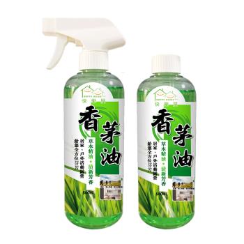 【HAPPY HOUSE】香茅油500ML(水性親和)-噴頭瓶+補充瓶-1組