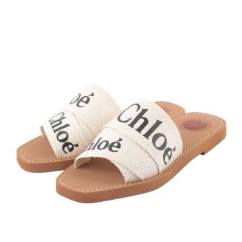 CHLOE＇WOODY FLAT MULE平底拖鞋(白色) CHC22U1888Z3101