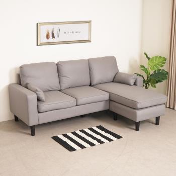 【Homelike】丹尼斯科技布L型沙發(附抱枕x2)