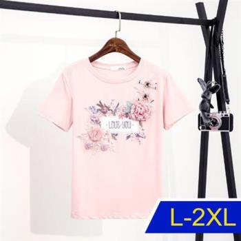 【韓國K.W.】韓國專櫃手工粉色花朵上衣(上衣/立體花/輕薄)