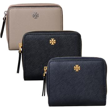 【TORY BURCH】EMERSON 經典LOGO防刮皮革釦式短夾(多色任選)