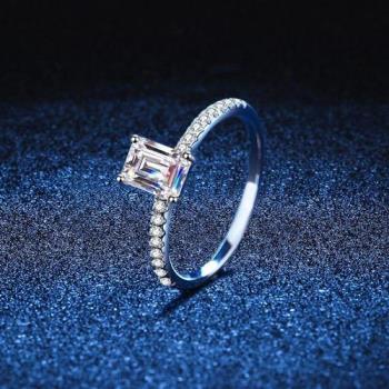 【巴黎精品】莫桑鑽戒指925純銀銀飾-1克拉切割造型方鑽婚戒女飾品2款a1cn136