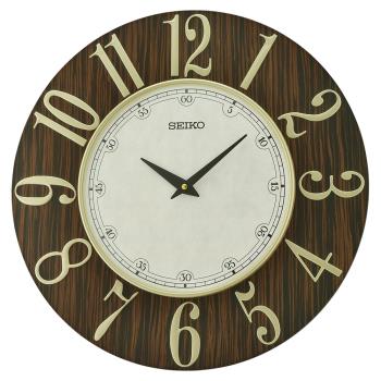 SEIKO 精工 木質殼 3D數字指針式掛鐘 時鐘 QXA800Z