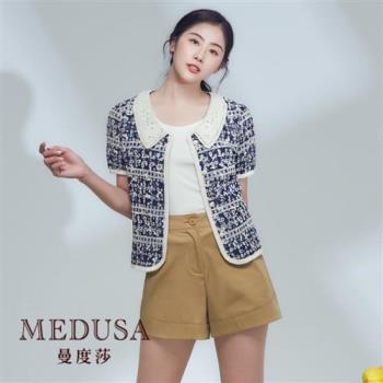 現貨【MEDUSA 曼度莎】日系刺繡燒花襯衫外套（M-2L）｜女上衣 短袖上衣 襯衫外罩